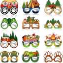 JIUMANGO 24 PCS Camping Paper Eyeglasses Camping Party Favors Supplies Camping Camp Birthday Party Decorations Gifts Photo Booth Props for Kids Boys Girls