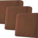 H.VERSAILTEX Super Stretch Individual Seat Cushion Covers - Sofa & Couch Cushion Slipcover Sets - Thick Jacquard Textured Twill Fabric (3 Piece XL Sofa Cushion Covers, Caramel)