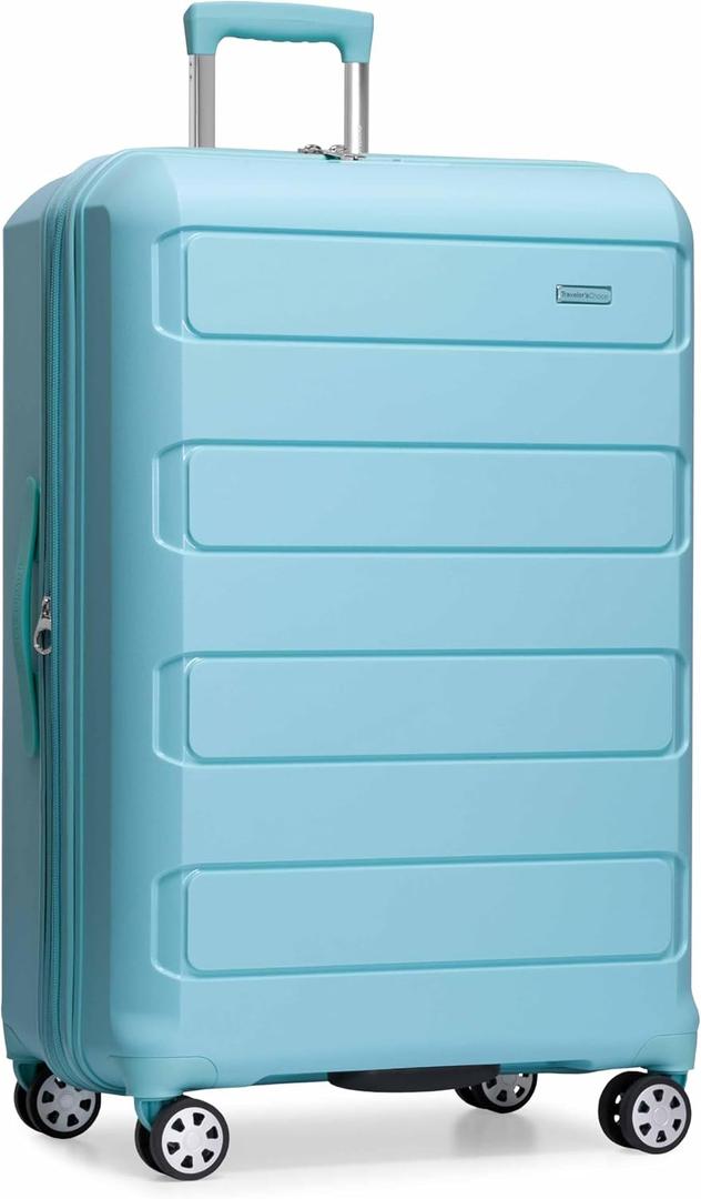 Traveler's Choice Pagosa Hardshell Expandable Luggage with Spinner Wheels, Baby Blue, 30-Inch Large