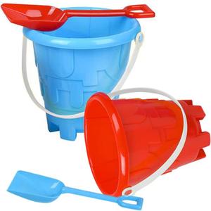 2 x ArtCreativity 6" Beach Bucket and Shovel for Kids (Set of 2) Includes 2 Sand Shovels and 2 Buckets with a Sand Castle Design Inside, Sandcastle Building Toys, Fun Summer Sand Toys for Boys and Girls
