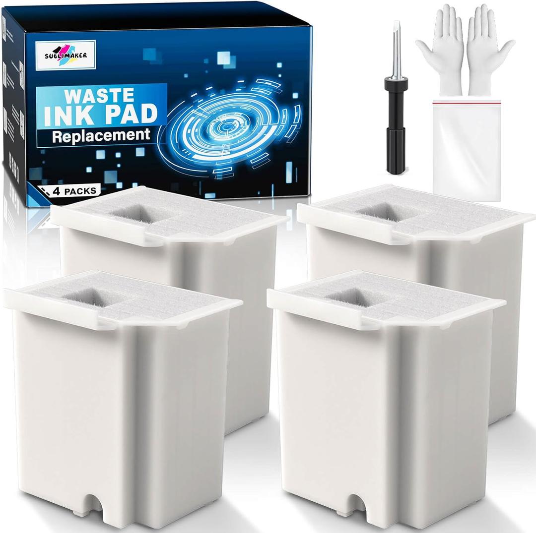 Waste Ink Pad Replacement with Reset Software for Ecotank ET-2800 ET-4800 ET-2803 ET-2720 ET-2400 ET-4700 ET4800 ET2800 ET2803 ET2720 2800 4800 2803 Printers, Waste Ink Pad Maintenance Box (4 Packs)