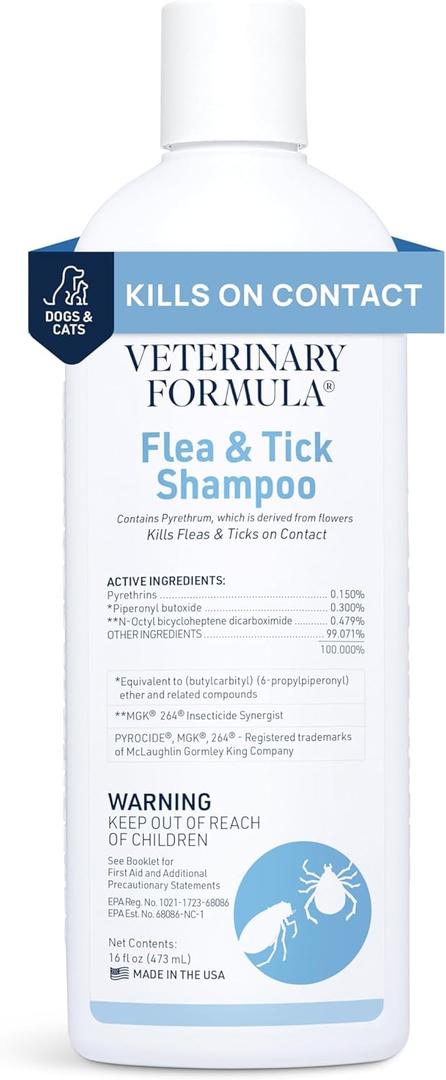 Veterinary Formula Flea and Tick Shampoo for Dogs and Cats, 16 oz