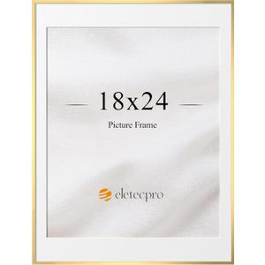 eletecpro 18x24 Picture Frame, Aluminum Metal Photo Frame Display Pictures 16x20 Photo with Mat or 18x24 without Mat, Wall Hanging Poster Frame, Gold