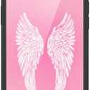Wildflower Cases - Compatible with iPhone 15 Plus | Protective Black Bumper, 6.5ft Drop Test Certified, Women Owned Small Business | Pink White Wings Aesthetic Trendy | Angel Baby