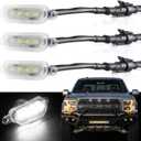 Boigoo Front Grilles Marker Lights 3PCS 4LED Compatible with Dodge Ram 1500 2013-2018 & Ford F-150 Raptor 2004-2019, Decorative Cars Grid Grilles (White - White Lens)