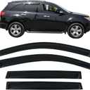 IKON MOTORSPORTS Tape On External Window Visor, Compatible with 2007-2013 Acura MDX, Slim Style Acrylic Black Sun Rain Wind Guards Cover 4Pcs Set