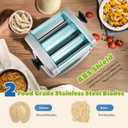 Electric Pasta Maker Automatic Noodle Machine Fresh Pasta Dough Roller Stainless Steel(2 Blades for 2.5mm Round&4mm Flat Noodle,9 Thickness Settings 0.5mm-5mm,Family Use, Output 10LBS/H,135W)