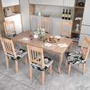 Stretch Dining Chair Seat Covers Set of 4,Dining Chair Slipcovers, Floral Printed Chair Covers,Soft Fabric Washable Upholstered Chair Seat Protector, No Rear Covers for Home Kitchen Dining Room (Black Base White Rose)