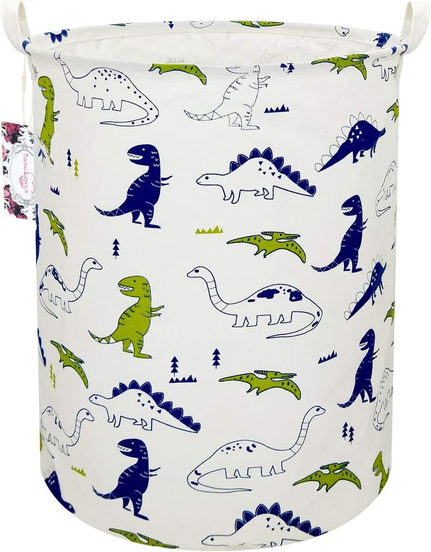 Dinosaur Laundry Basket Baby Laundry Hamper Cute Kids Hamper Toy Storage Bin Handles for Boys and Girls Dinosaur Room Decor (Polychrome Dinosaurs)