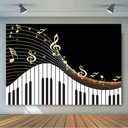10x7ft Abstract Photography Black and White Piano Keys Music Symbols Party Photo Booth Backdrop