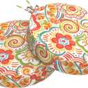 Outdoor Bistro Chair Cushions for Patio Furniture,Patio Bistro Round Foam Seat Cushion with Ties,15" D x 2.5" H,Flower Multi