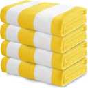 Exclusivo Mezcla 4 Pack Beach Towels, Large Microfiber Striped Beach Bath Pool Towel Set for Kids and Adults, Lightweight and Absorbent, 30x60 Inches, Yellow
