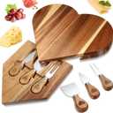 Charcuterie Boards Heart Shaped Cheese Board and Knife Set, Mothers Day Acacia Wood Cheese Platter Small Cheese Servers Home Wedding Gifts