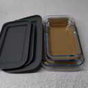 3-Piece Deep Glass Baking Dish Set with Plastic lids,Rectangular Glass Bakeware Set with Lids, Baking Pans for Lasagna, Leftovers, Cooking, Kitchen, Freezer-to-Oven and Dishwasher, Gray