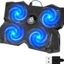 KLIM Wind - Laptop Cooling Pad - The Most Powerful Rapid Action Cooling Fan - Laptop Stand with 4 Cooling Fans at 1200 RPM - USB Fan - Compatible with PS5 and PS4 - New 2022 Version - Blue