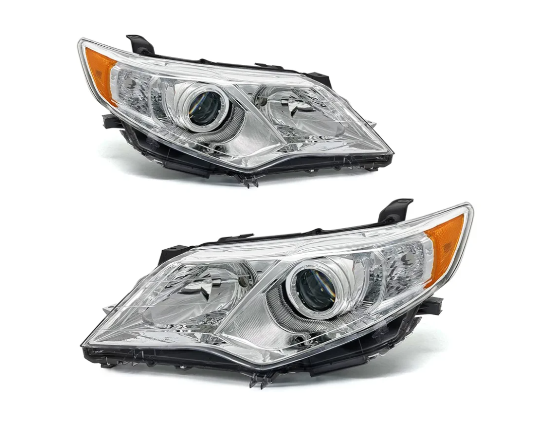 Headlights Assembly for 2012 2013 2014 Toyota Camry/12 13 14 Camry SE/L/LE/XLE/Hybrid Headlamp Replacement with Amber Reflector Chrome Housing