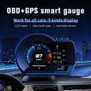 OBD2 Speedometer for Car with OBD2 GPS Dual System, Water TEM, Volt, Mileage, Overspeed & Fatigue Driving Alarm, RPM HUD Head Up Display for Car Digital Speedometer MPH