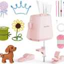 Yocrefun Automatic I-Cord Knitting Machine, Electric iCord Maker Tool, i-Cord Knitter Crochet Machine, Hands-Free Yarn Knitter for Fast DIY Crochet Knitting Projects (Pink)