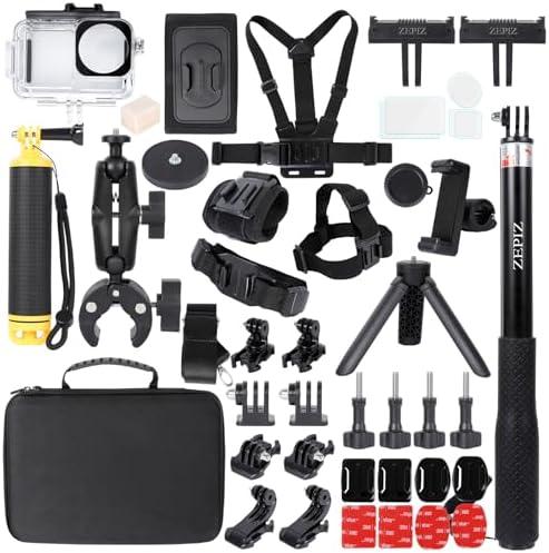 ZEPIZ Accessories Kit for DJI Osmo Action 5 Pro/4/3, Waterproof Housing Selfie Stick Tripod Handlebar Pole Mount Magnetic Holder Bundle for DJI Action 5 Pro, Action 4, Action 3