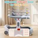 Baby Walker with Wheels, 5-in-1 Foldable Infant Toddler Walker for Boys Girls 6-18 Month,One-Step Fold Structure, 3 Adjustable Heights, Detachable Seat,Push Walker with Speed Control Wheels, Grey