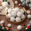 Gejoy 24 Pcs Burlap Christmas Boho Balls Ornaments 3.15 2.36 1.57 Inch Farmhouse Balls Rustic Ornaments for Home Xmas Tree Wreath Garland Holiday Party Decoration
