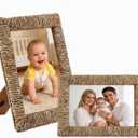 4x6 Boho Rattan Picture Frame, Handwoven Seagrass Woven Photo Frame with Acrylic Glass, Rustic Tabletop Frame, Boho Wicker Style for Family Photos and Coastal Farmhouse Home Decor