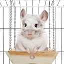 Natural Wood Chinchilla Hammock for Cage Swing, Chinchilla Bed Hanging, Wooden Chinchilla Toys and Cage Accessories, Chinchilla House Hut Ledges And Platforms Enrichement, Indoor Chinchilla Habitat
