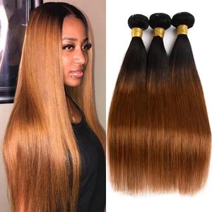 1B/30 Straight Brown Bundles Human Hair Brazilian Brown Remy Hair Extensions Black Brown Ombre Hair Weave Extensions for Black Women 18 20 22 Inch