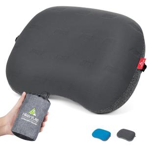 Hikenture Camping Pillow Ultralight, Inflatable Pillows with Removable Cover, Compact Portable Backpacking Pillow, Ergonomic Blow Up Camp Pillows, Washable Air Pillow for Hiking, Beach, Travel (Grey) (Gray)