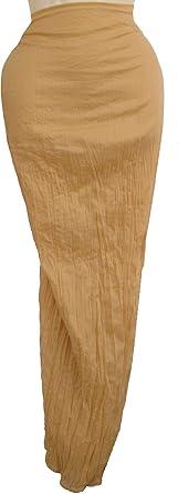 Rastogi Handicrafts Women Solid Color Wrap Cover Swimsuit rinkle Cloth with Pom Pom (Beige)