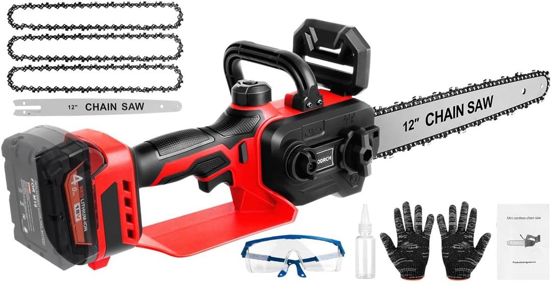 Mini Chainsaw Cordless Compatible for Milwaukee M18 18V Battery (Without Battery) 12 Inch Handheld Brushless Electric Chainsaw with Auto Oiler & Security Lock, for Wood, Trees Cutting (Tool Only)