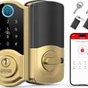 SMONET Smart Lock Fingerprint Deadbolt,Keyless Entry Door Lock with App Control,7-1 Smart Deadbolt with Digital Bluetooth Keyless Entry Keypad Biometrics,Auto-Lock,Easy to Install,Gold