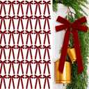 36 Pcs Red Velvet Ribbon Bows 5.1 x 10.2 in Pre Tied Christmas Velvet Bows Christmas Tree Decorations Gift Packaging Bow for Xmas Wreath, Garland, Staircase, Home Outdoor Decoration
