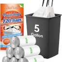 5 Gallon 120 Counts Strong Drawstring Trash Bags Garbage Bags by RayPard, Small Plastic Trash Bags fit 18-20L Trash Can for Home Office Kitchen Bathroom Bedroom, White Waste Basket Liners