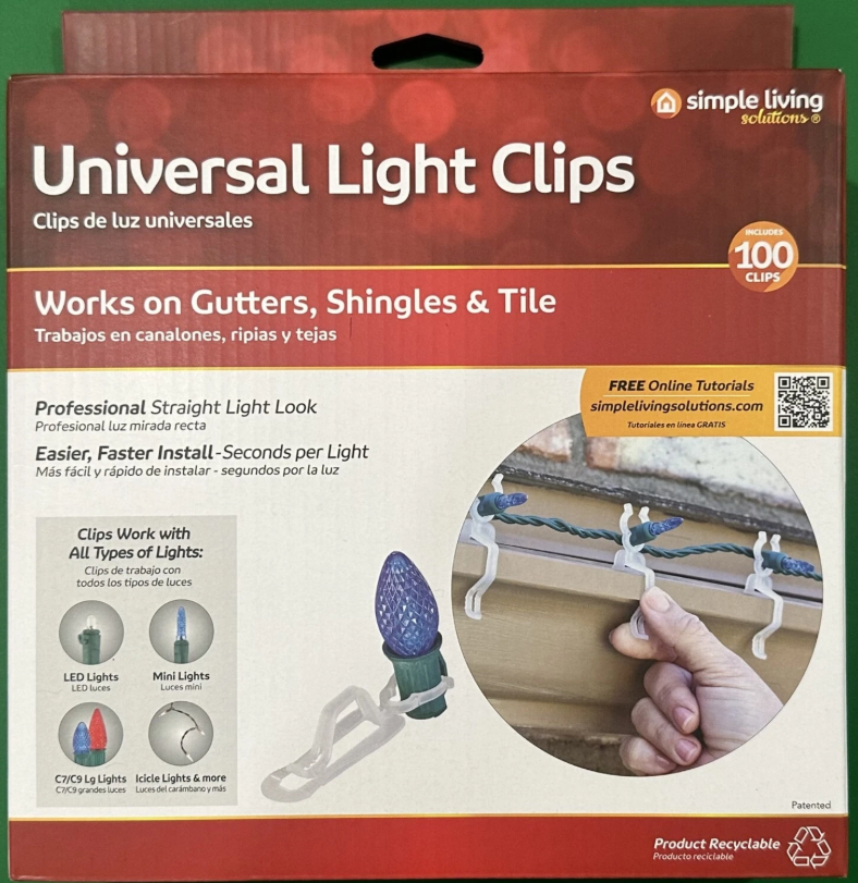 Simple Living Outdoor 100ct Universal Light Clips Christmas Holiday New