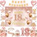 RTHPY 18th Birthday Decorations for Girls, It's My 18th Birthday Crown and Sash Pink Rose Gold 18th Cake Topper Banner Backdrop Balloons Hanging Swirls Happy 18 Years Old Party Supplies