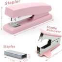 2 Pack Pink Office Staplers, 25-Sheet Capacity with 4000 Staples and 2 Staple Removers, Desktop Stapler, Pink Office Supplies for Students and Office Clerks