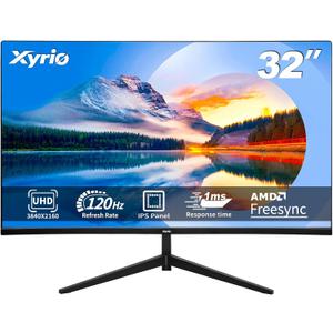Computer Monitor, 4K Computer Monitor (3840 x2160) up to 120Hz, Gaming Monitor 32", Gaming Monitors w/ 99% sRGB, AMD FreeSync, IPS Panel,Computer Monitors w/ 1ms Display, VESA Mountable, Black