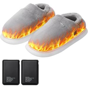 Heated Slippers for Women Men, Electric Heating Slippers Rechargeable Non-Slip Wireless Foot Warmers Winter Heating Shoes with 3 Heated Levels Keep Feet Warm for Indoor Outdoor