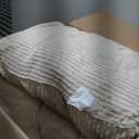 HIGOGOGO Square Stuffed Pouf Ottoman, Corduroy Poufs with Foam Chunk Filling, Furry and Fluffy Pouf Foot Stool Storage Ottoman, 21 X 21 Floor Poufs Foot Rest for Living Room, Beige (21.6 Inch)