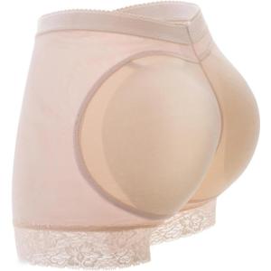 Womens Fake Buttock Briefs Butt Lifter Padded Control Panties Hip Enhancer Underwear Shapewear Boyshort (Small, Beige)