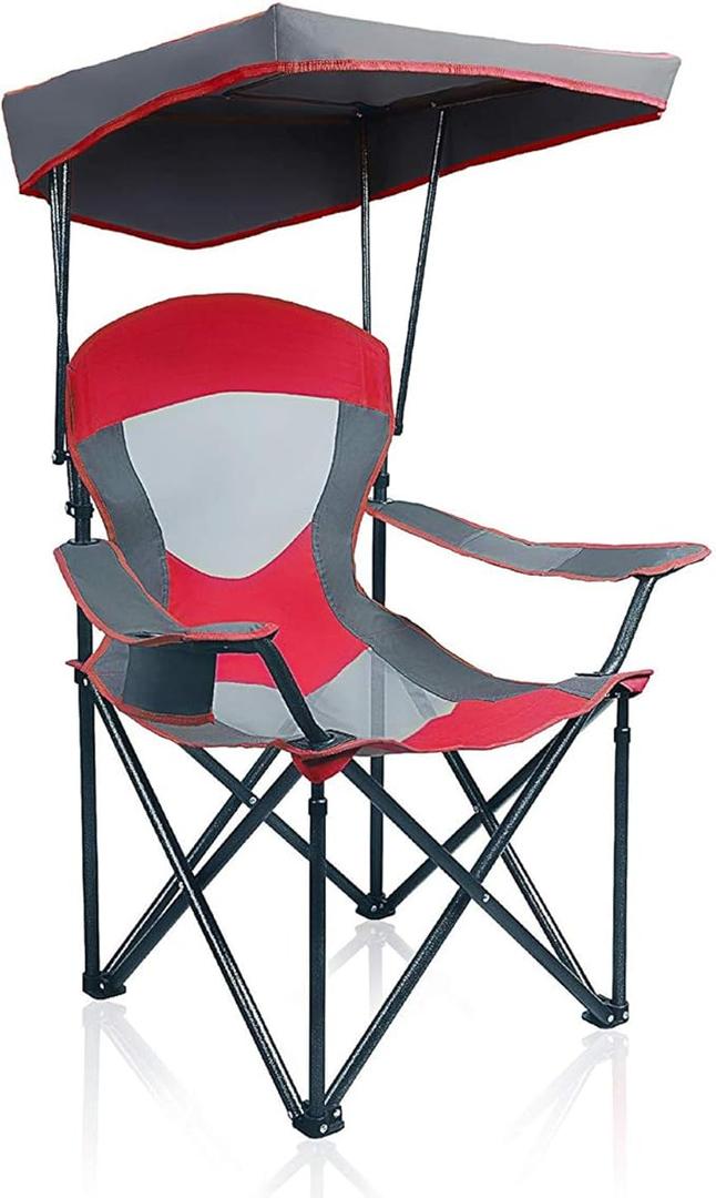 ALPHA CAMP Heavy Duty Canopy Lounge Chair Sunshade Hiking Travel Chair with Cup Holder