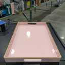 Spsyrine Pink Decorative Serving Tray with Handles, Elegant Plastic Coffee Table Tray for Ottoman, Living Room, Home Decor 15.6" X 10.2"