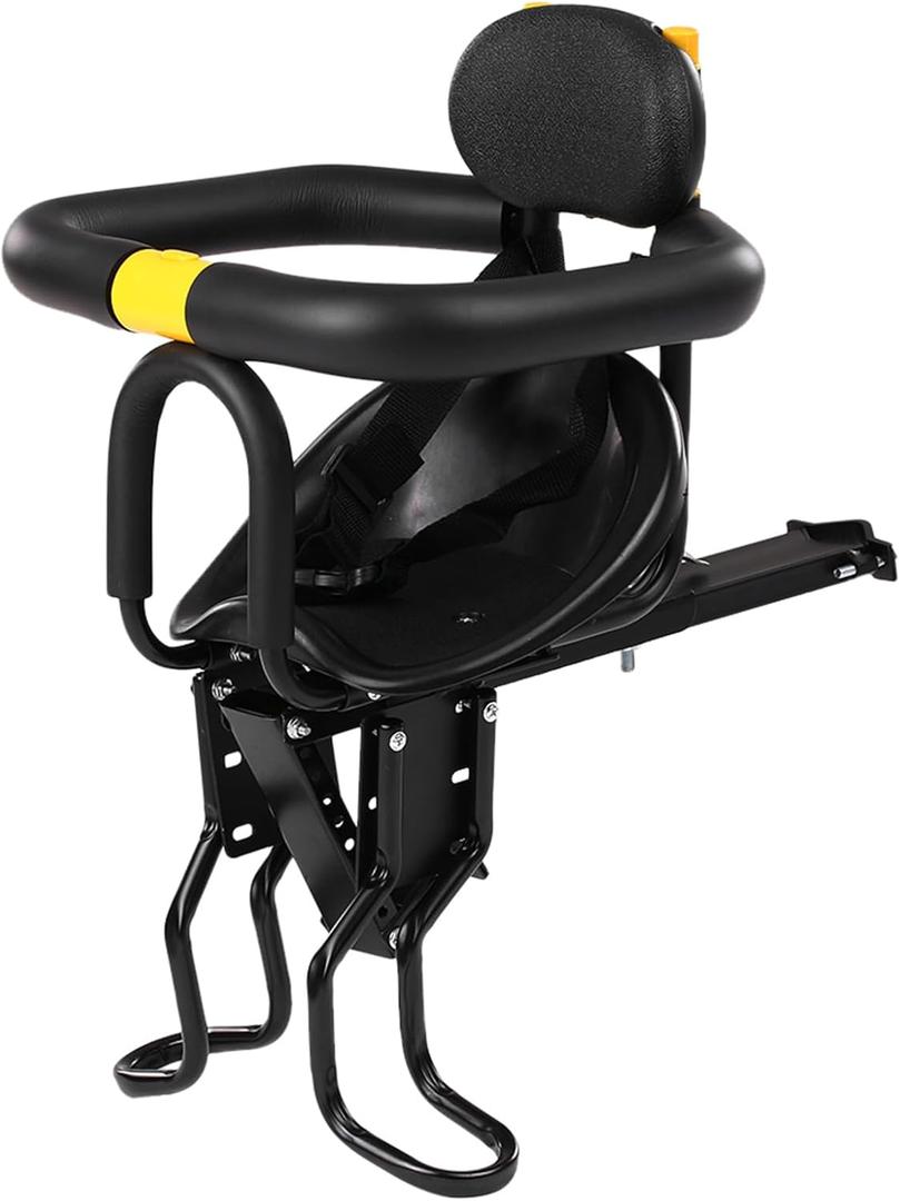 Lixada Bike Baby Seat Kids Child Safety Carrier Front Seat Saddle Cushion with Back Rest Foot Pedals