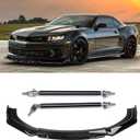 4PCS Universal Car Front Bumper Lip Body Kit Splitter Spoiler Diffuser Protector with Adjustable 8"-11" Support Splitter Rods - Gloss Black,Black Tongue