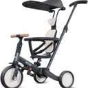 newyoo Tricycle for Toddlers 1-3, Toddler Tricycle with Push Handle and Canopy, Toddler Bike, Birthday Gift and Toys for Girl and Boy, 6 in 1 Baby Trike, Balance Bike, TR009, Dark Grey