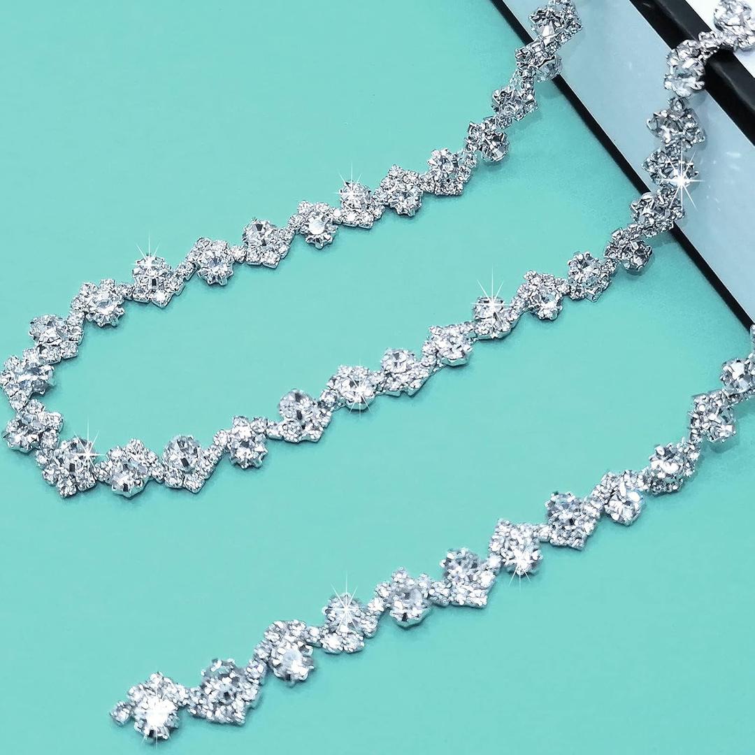 1 Yard Bling Delicate Rhinestone Trim Crystal Rhinestone Chain Applique for DIY Decoration & Bridal Costume Embellishment, 
Product Dimensions	35"L x 0.39"W