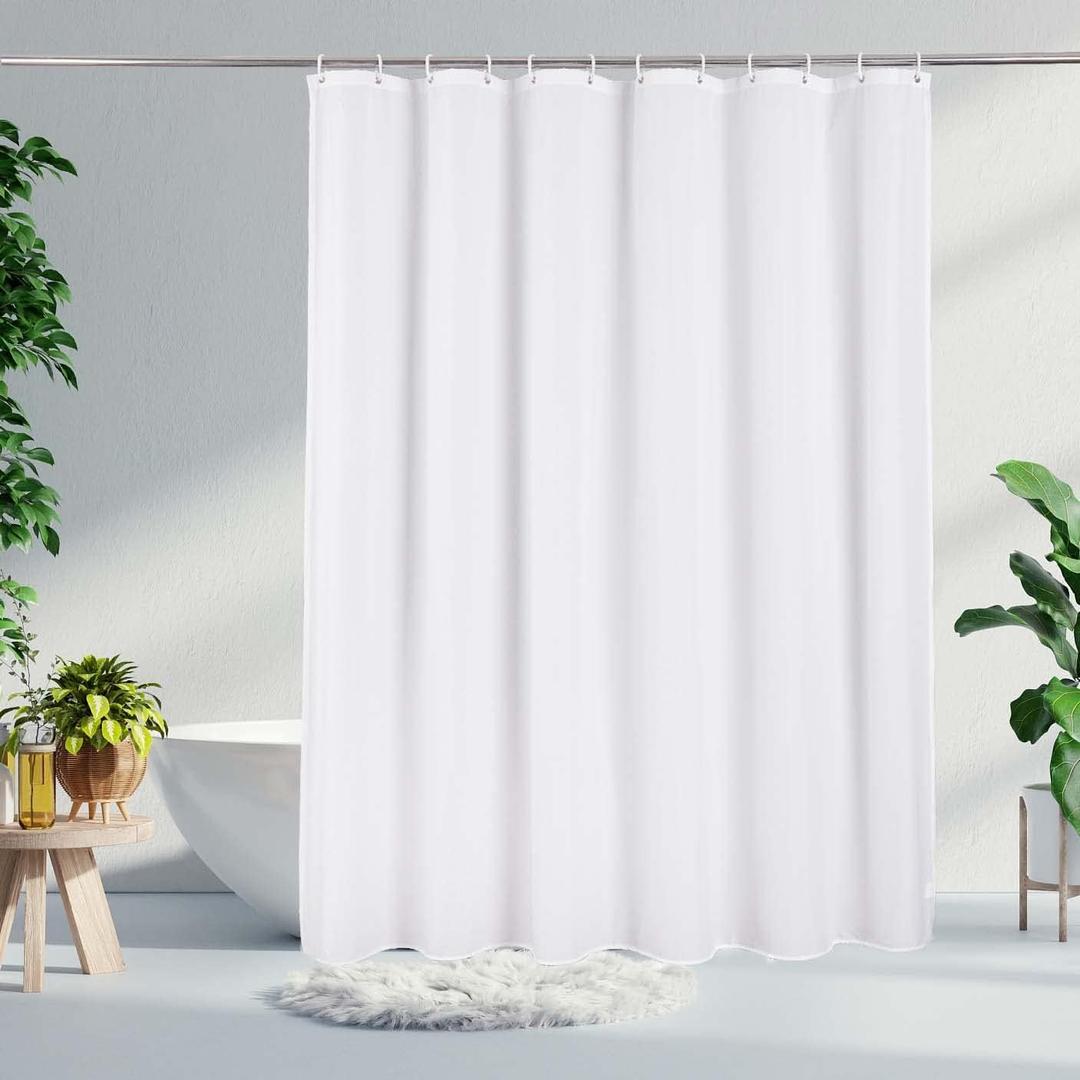 Eforcurtain 72x 75 Inch Heavy Duty Shower Curtain Washable for Hotel, Waterproof Bathroom Curtain Fabric, Pure White (72"W x 75"L (Pack of 1))