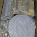 Goodluck 600 Pieces Gold Disposable Plates for 100 Guests, Plastic Plates for Party, Dinnerware Set of 100 Dinner and 100 Dessert Plates, 100 Spoons, 100 Forks, 100 Knives, 100 Cups