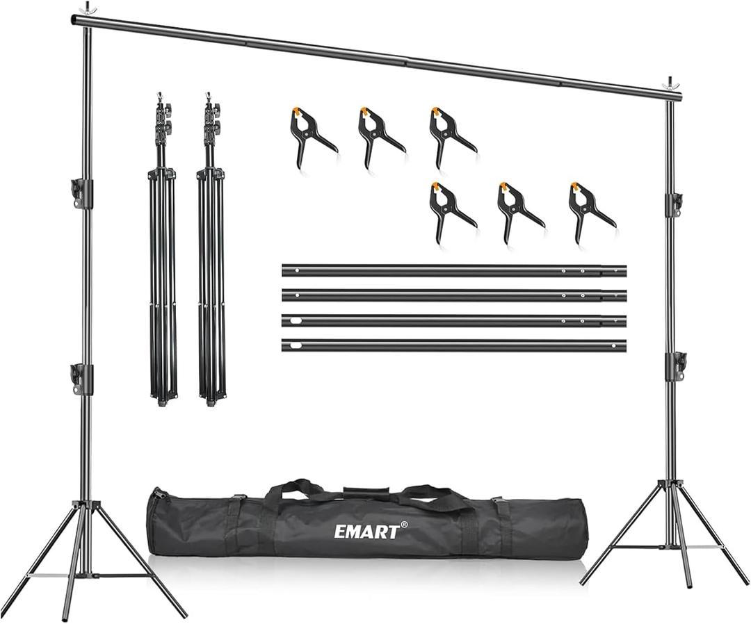 EMART Heavy Duty Backdrop Stand, 7 x 10ft Adjustable Background Support System Kit with Carry Bag for Photography (7x10ft)